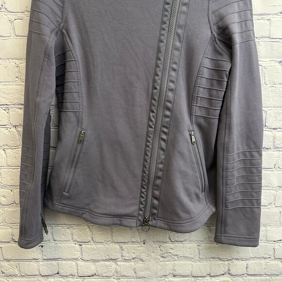 Athleta Moto Jacket Small Purple Asymmetric Full Zip Long Sleeve Textured Soft - Picture 3 of 8